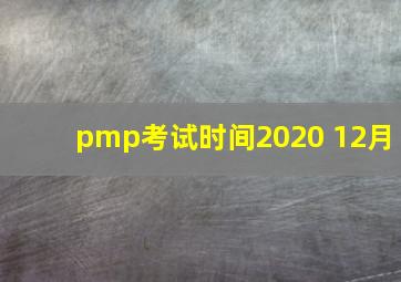 pmp考试时间2020 12月